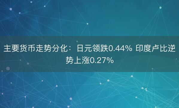 主要货币走势分化：日元领跌0.44% 印度卢比逆势上涨0.27%