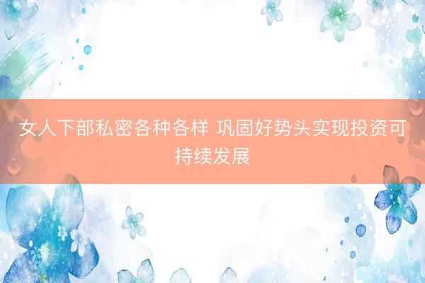 女人下部私密各种各样 巩固好势头实现投资可持续发展