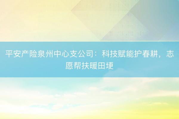 平安产险泉州中心支公司：科技赋能护春耕，志愿帮扶暖田埂