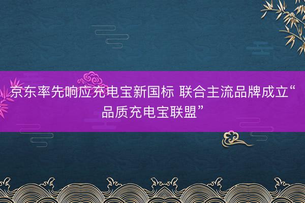 京东率先响应充电宝新国标 联合主流品牌成立“品质充电宝联盟”