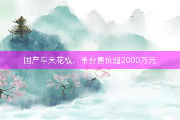 国产车天花板，单台售价超2000万元
