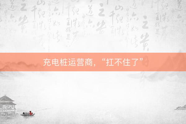 充电桩运营商，“扛不住了”