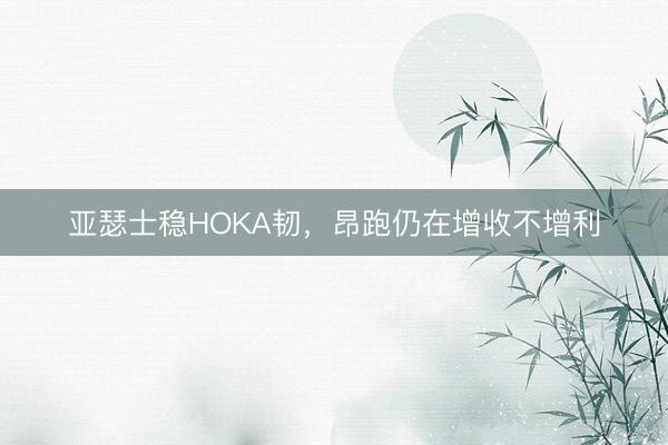 亚瑟士稳HOKA韧,昂跑仍在增收不增利