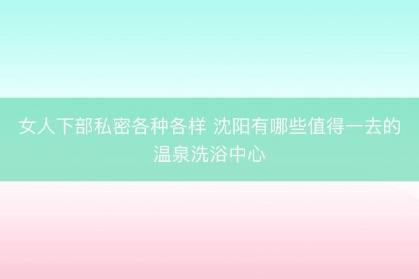 女人下部私密各种各样 沈阳有哪些值得一去的温泉洗浴中心