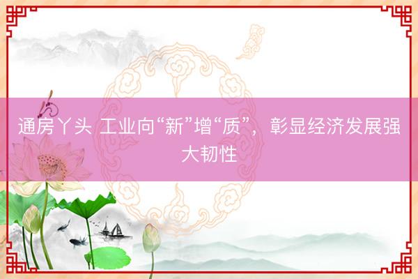 通房丫头 工业向“新”增“质”，彰显经济发展强大韧性
