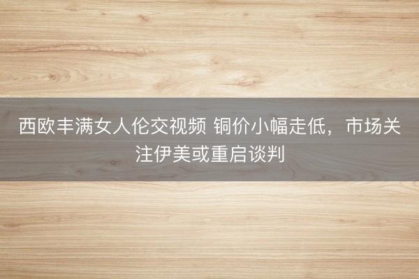 西欧丰满女人伦交视频 铜价小幅走低，市场关注伊美或重启谈判