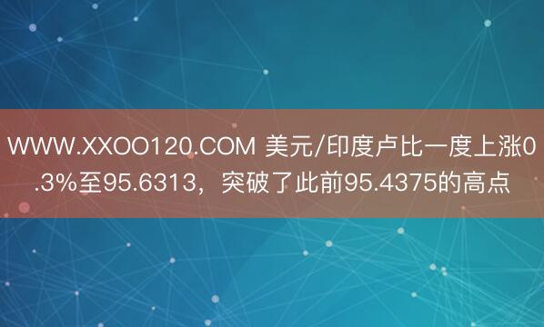 WWW.XXOO120.COM 美元/印度卢比一度上涨0.3%至95.6313，突破了此前95.4375的高点