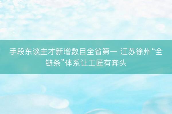 手段东谈主才新增数目全省第一 江苏徐州“全链条”体系让工匠有奔头
