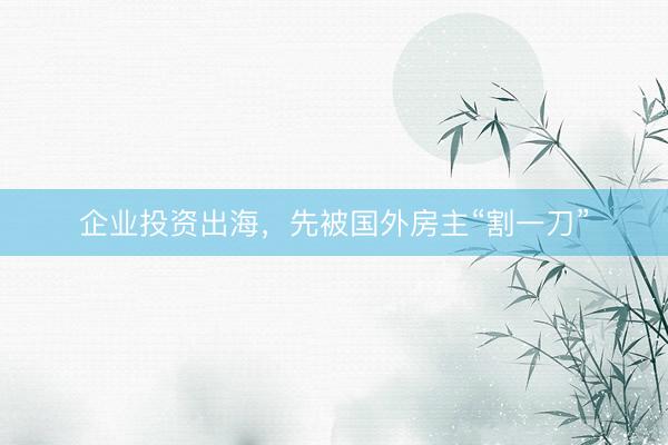企业投资出海，先被国外房主“割一刀”