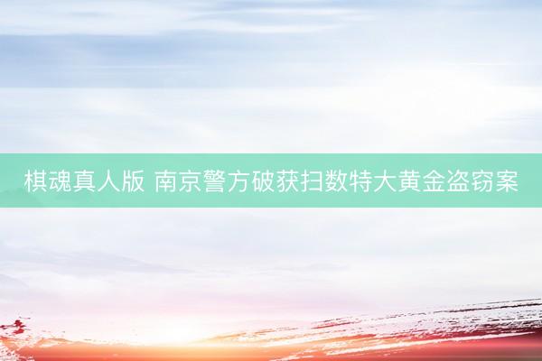 棋魂真人版 南京警方破获扫数特大黄金盗窃案