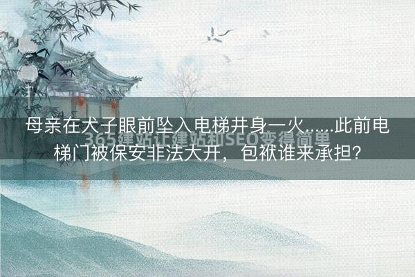 母亲在犬子眼前坠入电梯井身一火......此前电梯门被保安非法大开，包袱谁来承担？